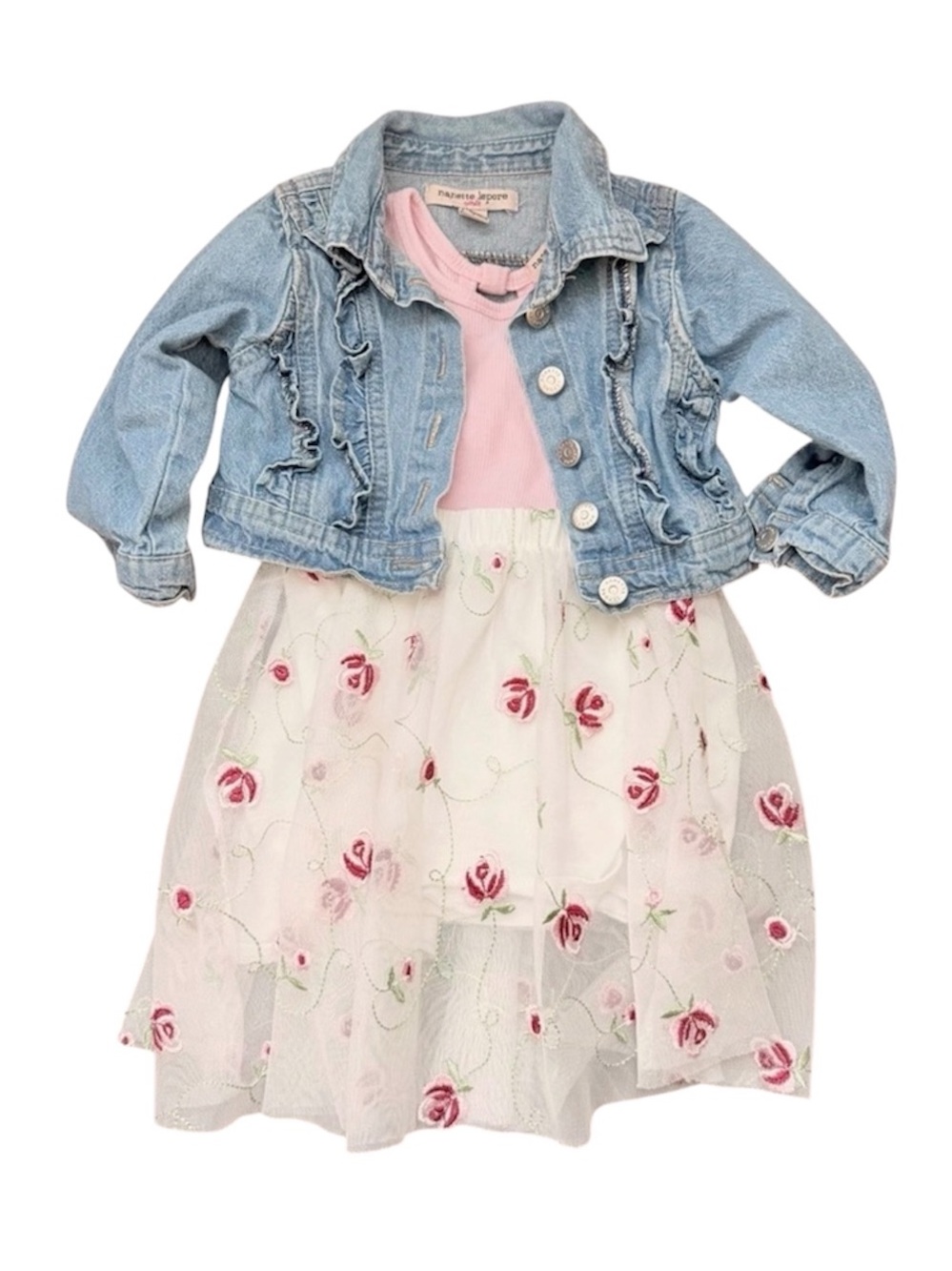 Nanette Lepore Baby Denim Jacket & Floral Dress Set Size 12M